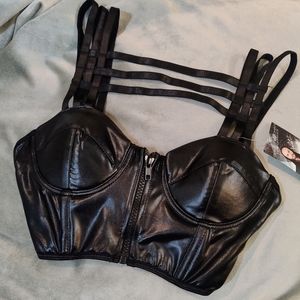 NWT Brian Friedman Performance faux leather corset/bustier size S